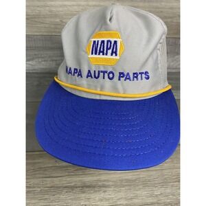 Vintage NAPA Auto Parts Hat Cap Snap Back One Size Blue Trucker Mens USA 80s